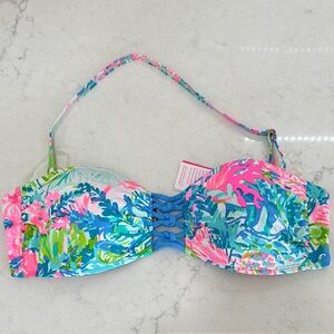 Lilly Pulitzer Bikini Sandy Lattice Bandeau Top in Multi Fished My Wish - Size 6